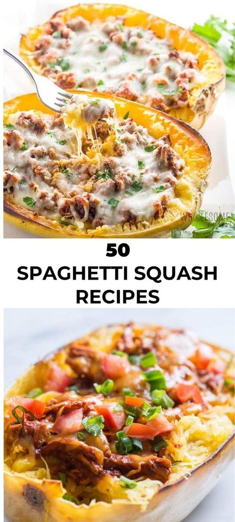 These healthy and delicious spaghetti squash recipes are the perfect way to put those squash you have in your kitchen to good use! Spaghetti Squash Recipes Chicken, Healthy Squash Recipes, Easy Spaghetti Squash, Spaghetti Squash Recipes Healthy, Spaghetti Squash Recipes Easy, Spring Recipes Dinner, Delicious Spaghetti, Counting Carbs, Spaghetti Squash Recipes