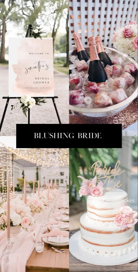 Pretty In Pink Shower Ideas, Blushing Bride Bridal Shower Ideas, Blushing Bridal Shower Ideas, Bridal Shower Pretty In Pink, Peonies Bridal Shower Theme, Bridal Shower Light Pink, Bridal Shower Themes For March, Romantic Bridal Shower Theme, Rustic Chic Bridal Shower Ideas