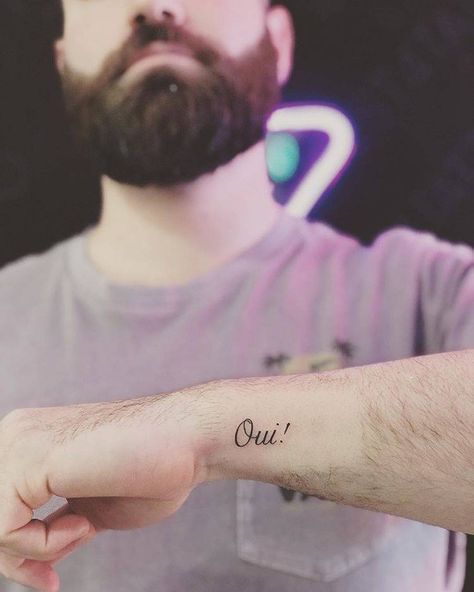 Oui! Oui Tattoo French, Oui Tattoo, Awesome Tattoo Ideas, Tattoo French, Explore Tattoo, Awesome Tattoo, Best Tattoo Ideas, 4 Tattoo, Small Wrist Tattoos