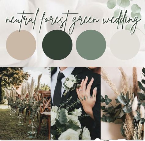 Agave Color Palette Wedding, Neutral Forest Green Wedding, Forest Green Wedding Theme, March Wedding Colors, Green Fall Weddings, Green Wedding Theme, Bodas Boho Chic, Wedding Motif, Forest Green Wedding