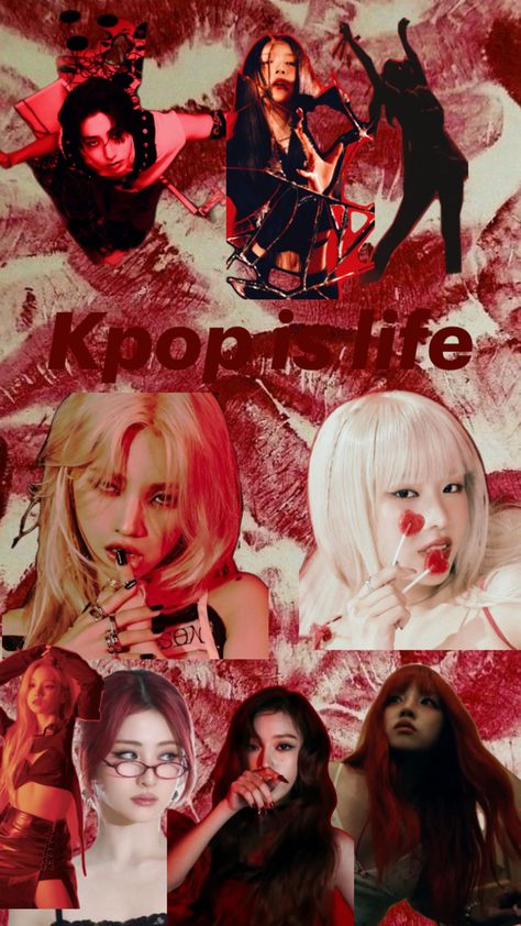 Red wallpaper of K-pop idols Pop Idol, Red Wallpaper, Kpop Idol, K Pop, Red