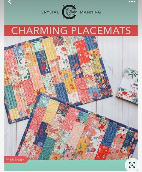 Charm Pack Projects, Easy Placemats, Quilted Placemat Patterns, Quilting Digest, Charm Pack Quilt, Quilted Placemats, Charm Squares, Mug Rug Patterns, Quilted Table Runners Patterns