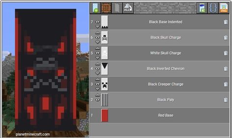 Minecraft Nether Banner Designs, Minecraft Red Banner Designs, Minecraft Banner Design Tutorial, Minecraft Obstacle Course Ideas, Flag Minecraft Banners, Flag Design Minecraft, Red Banner Minecraft, Nether Banner Minecraft, Flag Ideas Minecraft