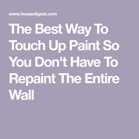 The Best Way To Touch Up Paint So You Don't Have To Repaint The Entire Wall Paint Touch Up On Wall, Touching Up Paint On Walls, Touch Up Paint On Walls Tips, How To Touch Up Paint On Walls, Paint Tips, Flat Paint, Paint Matching, Best Brushes, Paint Swatches