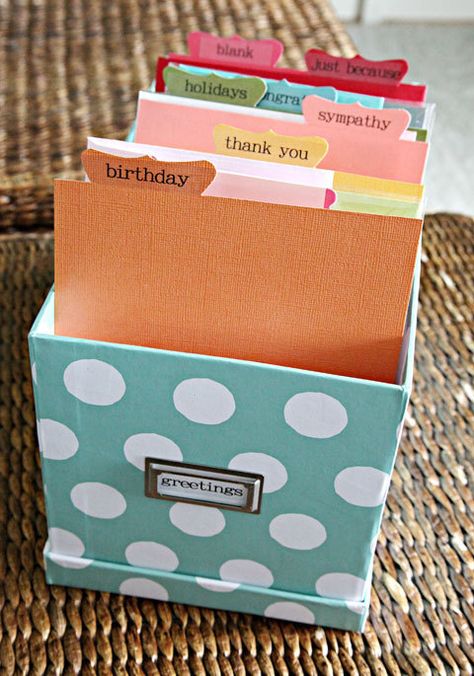 Card Organization, Greeting Card Organizer, Painting Room, Paper Clutter, Office Crafts, Craft Room Office, Card Organizer, Stationery Collection, Craft Room Organization