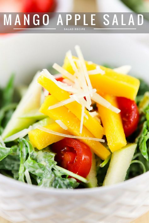 With summer just around the corner, light, no-bake meals are the perfect lunch or dinner. Our mango apple salad is filled with important nutrients, fresh mango, Honeycrisp apples, Parmesan Reggiano, and tons of fresh arugula drizzled with Honey Avocado   Thyme salad dressing. Bake Meals, Honey Avocado, Parmesan Reggiano, Corner Light, Honeycrisp Apples, Summer Cooking, Apple Salad, Perfect Lunch, Arugula