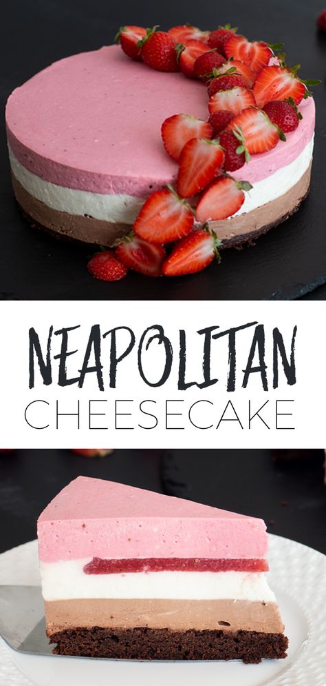 neapolitan cheesecake, cheesecake, how to make cheesecake, homemade cheesecake, cheesecake ideas, easy cheesecake, neapolitan dessert, neapolitan colors Neapolitan Cheesecake, Strawberry Jelly Recipes, Cheesecake Homemade, Cheesecake Ideas, Make Cheesecake, Homemade Cheesecake, How To Make Cheesecake, Salty Cake, Easy Cheesecake