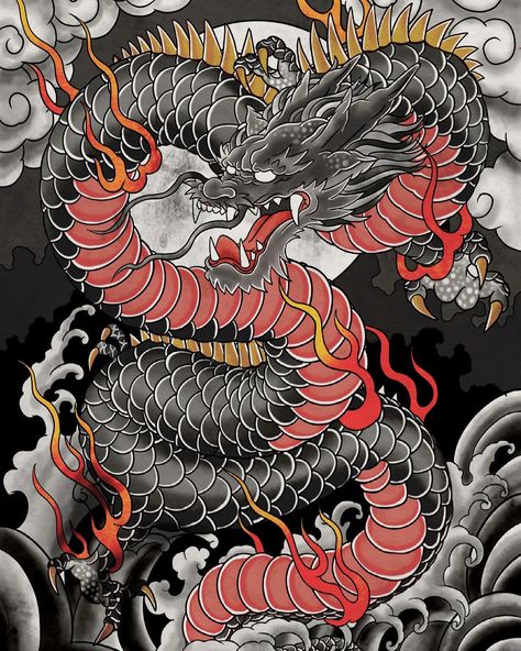 Tattoo Japanese Style, Dragon Sleeve, Dragon Tattoo Art, Chinese Dragon Tattoos, Japanese Dragon Tattoo, Japanese Dragon Tattoos, Irezumi Tattoos, Traditional Japanese Tattoos, Asian Tattoos