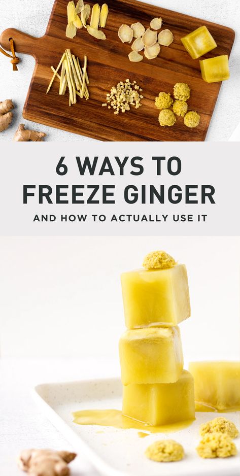 How To Freeze Fresh Ginger, How To Freeze Ginger, How To Freeze Ginger Root, Frozen Ginger Cubes, Freezing Ginger Root, Freeze Ginger Root, How To Cut Ginger, Freezing Ginger, Preserve Ginger