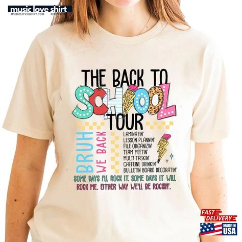 Back To School Teacher Tour Shirt Tee Concert Sweatshirt Classic Check more at https://musicloveshirt.com/product/back-to-school-teacher-tour-shirt-tee-concert-sweatshirt-classic/ Middle School Teacher, Teacher Back To School, Middle School Teachers, High School Teacher, Teacher Tees, Tour Shirt, School Shirts, Font Styles, Lettering Fonts