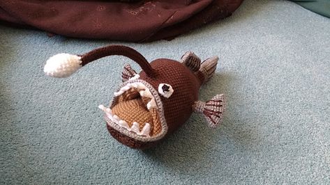 Ravelry: Angler Fish pattern by Vanessa Mooncie Crochet Angler Fish, Fish Crochet, Crochet Animals Amigurumi, Crochet Animal Amigurumi, Angler Fish, Fish Pattern, Crochet Terms, Craft Board, Fish Patterns