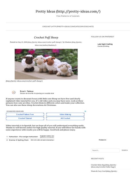 Crochet Cute Puff Sheep Crochet Puff Sheep Free Pattern, Crochet Sheep Free Pattern, Decorate A House, Hat Making Supplies, Crochet Tote Pattern, Crochet Cute, Crochet Needlework, Millinery Supplies, Bib Pattern