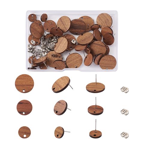 PRICES MAY VARY. Package Includes: 36pcs 3 sizes of earring studs, 12pcs/size, about 10~20mm in diameter with holes about 1.8~2mm and pin about 0.7mm. Ear nuts 80pcs. Refer to product description for detailed size information. Material: Made of quality walnut wood, lightweight, sturdy, durable, with polished smooth surface. Ear nuts: Made of stainless steel, sturdy, durable and rustproof. Application: These earring making kits are commonly used for DIY earring making, and are usually matched wit Wood Earrings Stud, Wood Studs, Bangles Making, Metal Charms, Earring Making, Earring Studs, Grab Bag, Wooden Earrings, Earring Jewelry