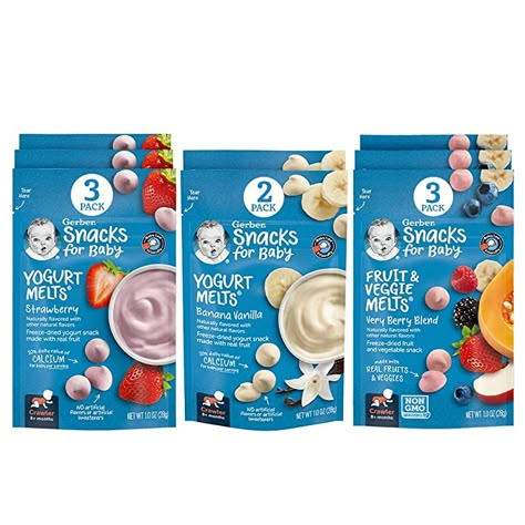 Gerber Baby Snacks, Snacks For Baby, Gerber Snacks, First Finger Foods, Finger Food Snacks, Yogurt Melts, Gerber Baby Food, Tornado Shelter, Yogurt Snacks