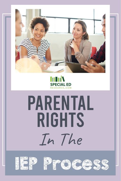 Special Education laws exist to ensure your child receives the education they need to prosper but do you know what your rights in the IEP process are? It is essential for your child's success in learning to be involved in your special needs child's Individualized Education Plan. You should attend IEP meetings, but what else? Here's your parental rights and more special education resources at specialedresource.com. Individualized Education Plan, Special Education Law, Individual Education Plan, Iep Meetings, Special Needs Mom, Right To Education, Parental Rights, Parent Involvement, Special Education Resources