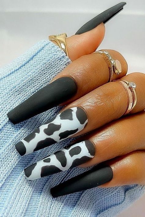 White Cow Print Nails, Cow Print Nail Designs, Christian Nails, Dark Nail Colors, Nail Deaigns, Printed Nails, Black To Black, Cow Print Nails, Blues And Browns