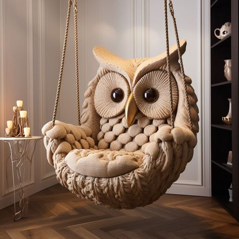 Owls Lovers | Love it ❤️ House Buying, Owl Photography, Fantasy Furniture, Unusual Furniture, House Deco, Home Decor Crate, Swing Chair, Fantasy House, Funky Furniture