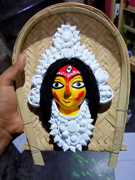 I made the durga with clay and fix that in kula (কুলা)। let me know how did u find it .... Kula Art, Bengali Art Culture, Bengal Art, Durga Idol, Bengali Art, Divine Mother, Art Culture, Clay Art, Find It