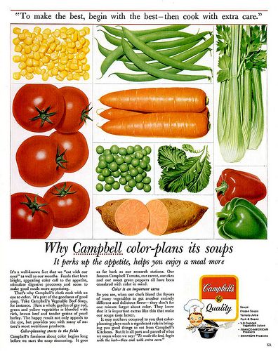 Soup Pictures, Campbells Soup, Light Soups, Vintage Advertising Art, Color Plan, Colorful Vegetables, Digestion Process, Campbell Soup, Food Ads