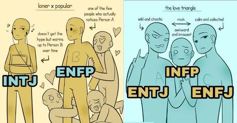 Infp And Entj Couple, Infp Intj Couple, Infp Enfj Relationship Memes, Entj X Enfj Relationship, Enfj Enfp Relationship, Best Mbti Couples, Mbti Relationships Dynamics, Enfj X Intj Relationship, Infp Enfp Couple