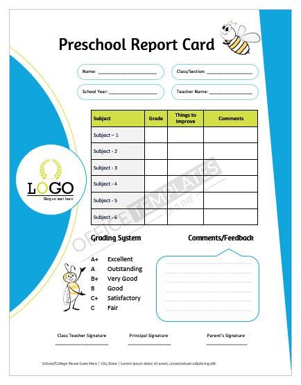 Adorable Best Preschool Report Card Design in MS Word Report Card Design, Preschool Report Card, Kindergarten Report Cards, Playgroup Activities, School Results, School Advertising, School Report Card, Maths Paper, Report Card Comments