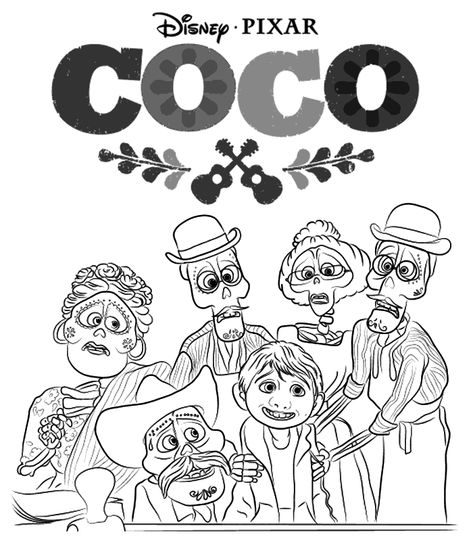 Life is better with music. But what if your family hates music. REALLY hates music. Like, it’s not allowed. What would you do? Coco knows what to do. Music is in his blood and he cannot forget, or let it go. But when the good guys aren’t what they seem, you find a hero in … Coco Coloring Pages, Coco Characters, Coco Movie, Coco Party, Characters Disney, Family Coloring Pages, Free Printable Coloring Sheets, Drawing Sheet, Colored Pencil Artwork