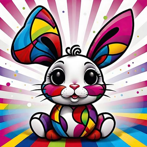 Cute Rabbit with Textured Patterns 3 by coliverdesigns | Redbubble Bunny Art, Colorful Animals, Cute Rabbit, Art Kids, Journal Ideas, Art Inspo, Science Poster, Art For Kids, Sell Your Art