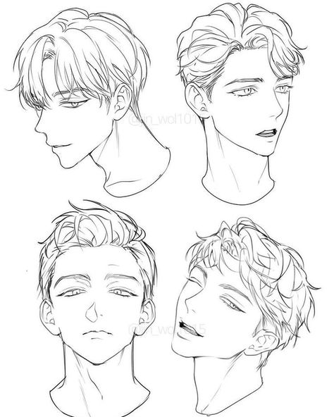 Manga Background, Boy Hair Drawing, Anime Portrait, 얼굴 드로잉, Hair Sketch, Hair Drawing, 캐릭터 드로잉, Different Angles, Arte Sketchbook