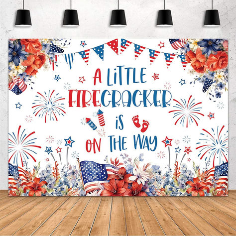 7x5ft 4th of July Baby Shower Backdrop A Little Firecracker is On The Way Party Decorations Banner Independence Day Red White and Blue Flowers Patriotic Theme Baby Shower Party Supplies #ad #alittlefirecrackerisontheway #firecracker #babyshower #firecrackerbabyshower #babyshowerideas #babyshowerdecor #babyshowertheme #redwhiteandblue #babyshowersupplies Firecracker Baby Shower Ideas, Red White And Blue Flowers, Shower Backdrop, July Baby, White And Blue Flowers, Baby Shower Supplies, Baby Shower Party Supplies, Baby Shower Backdrop, Baby Shower Party