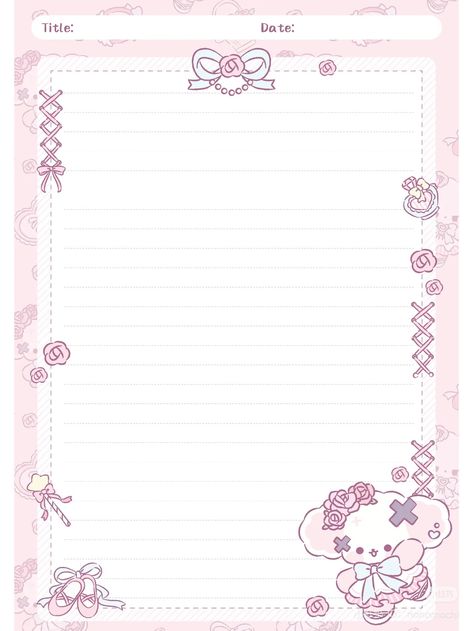 Memo Notepad Printable, Purple Memo Pad, Cute Notepad Template, Letter Template Aesthetic, Kawaii Note Template, Pink Memo Pad, Goodnotes Paper, Notepaper, Note Writing Paper