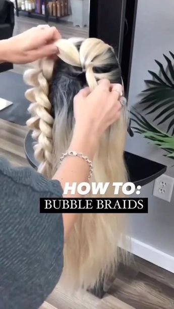 SalonCentric on Instagram: "You don’t need to be an expert braider to get the look 😉@jessicascotthair Is sharing her bubble braid technique and we’re obsessed! ✨ Sign up for text messages, save $10 on your next purchase, and receive exclusive savings from your favorite brands. Click the link in our bio to sign up now! ✨ For the chance to be featured tag us and #ittakesapro! 💜 #repost #saloncentric #hair #haircolor #hairstylist #bubblebraid #braidedwigs #americansalon #hairbrained #maneaddicts Loose Bubble Braid, Hair Braiding Techniques, Bubble Braid Ponytail Tutorial, How To Do A Bubble Braid Step By Step, How To Do A Bubble Braid, Bubble Braid Hairstyles Tutorial, How To Bubble Braid Tutorials, How To Bubble Braid, Braid Tutorials For Long Hair