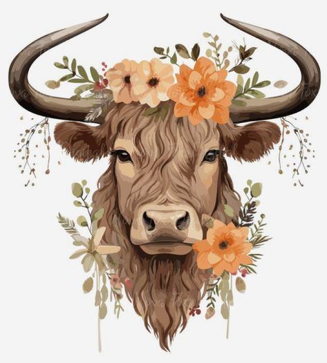 Cowgirl Accessories, Rosé Png, Highland Cattle, Classy Tattoos, Temporary Tattoo Designs, Highland Cow, File Format, Orange Flowers, Creative Projects