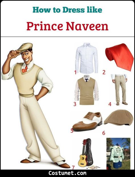 Prince Naveen Inspired Outfits, Princess Tiana And Prince Naveen Halloween Costume, Princess In The Frog Halloween Costume, Princes And The Frog Costume, Prince Naveen Outfit, Tiana And Prince Naveen Costume, Princess And Frog Costumes, Princess And The Frog Family Costume, Princess And The Frog Couple Costume