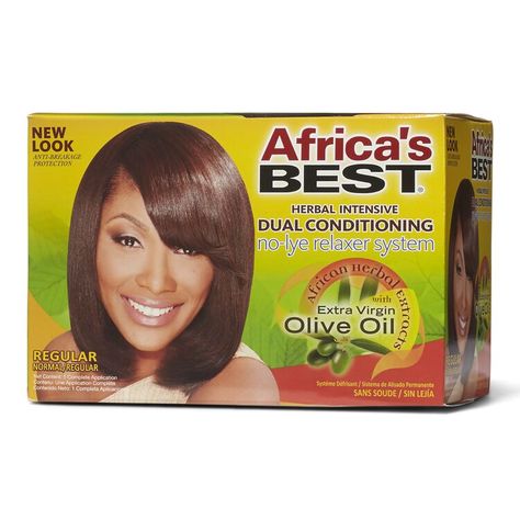 Africas Best No-Lye Relaxer System Virgin Hair Relaxer, Olive Oil Brands, Olive Oil Hair, Hair Relaxers, Herbal Oil, New Africa, Normal Hair, Deep Conditioner, Herbal Extracts