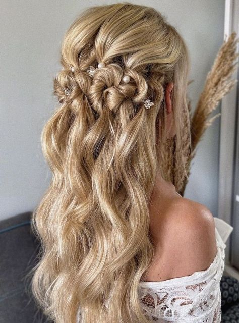 Pretty Waterfall Half Updo French Roll Updo, Straight Hair Updo, Pretty Waterfall, Wavy Updo, Crown Braid Updo, Hair Adviser, Hair Up Or Down, Bun Updo, Wedding Guest Hairstyles