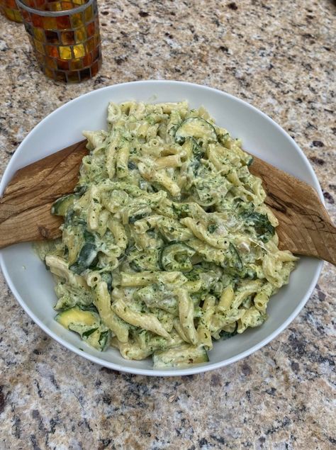 Creamy Zucchini and Ricotta Pasta | Dinner at Our Place Zucchini And Squash Pasta, Zucchini And Ricotta, Cold Peanut Noodles, Zucchini Pasta Recipes, Creamy Zucchini, Peach Sauce, Bbq Baked Beans, Crab Pasta, Squash Pasta