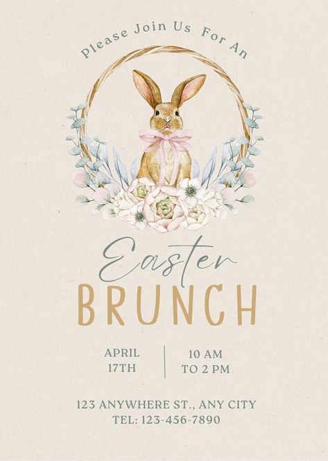 Easter Brunch/lunch/dinner Invitation Template - Etsy.de Dinner Invitation Template, Easter Invitations, Brunch Invitations, Dinner Invitation, Dinner Invitations, Engagement Party Invitations, Easter Brunch, Beautiful Invitations, Party Invite Template