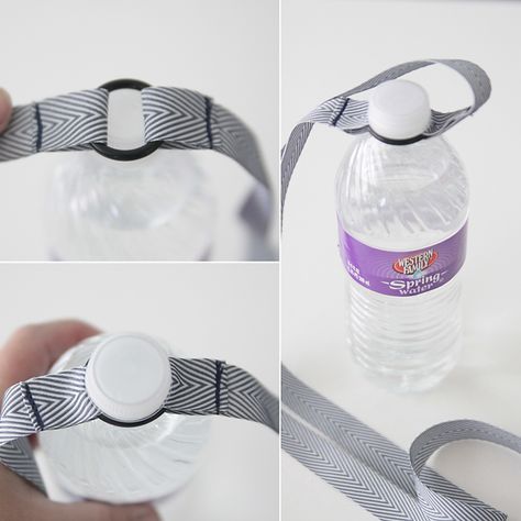 water-bottle-holder-how-to-make-kids-5 Diy Dog Carrier, Diy Dog Bag, Water Bottle Strap, Vbs Craft, Diy Water Bottle, Dog Carrier Bag, Sac Diy, Water Bottle Carrier, Water Bottle Bag