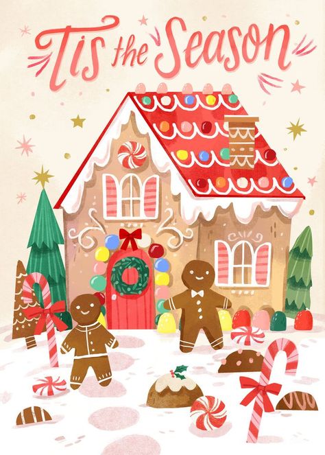 Christmas Gingerbread House, Advocate Art, Animated Christmas, Gingerbread Houses, Christmas Illustration, Christmas Gingerbread, Candy Canes, Christmas Images, Christmas Designs