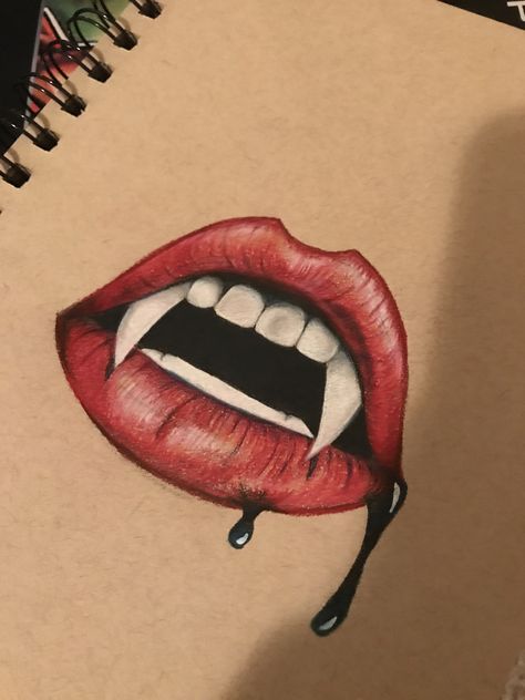 Lips Drawing Vampire, Drawing Vampire Teeth, Bratz Lips Drawing, Lips With Fangs Drawing, Vampire Aesthetic Drawing, Vampire Lips Drawing, Vampire Mouth Drawing, Fangs Drawings, Vampire Drawing