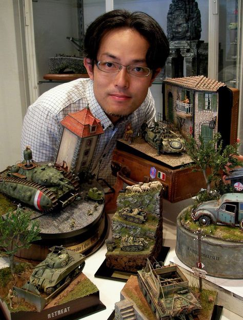 satoshi_araki Underground Bunker, Model Tanks, Military Modelling, Military Diorama, Army Vehicles, Miniature Model, Toy Soldiers, Japanese Artists, Model Making