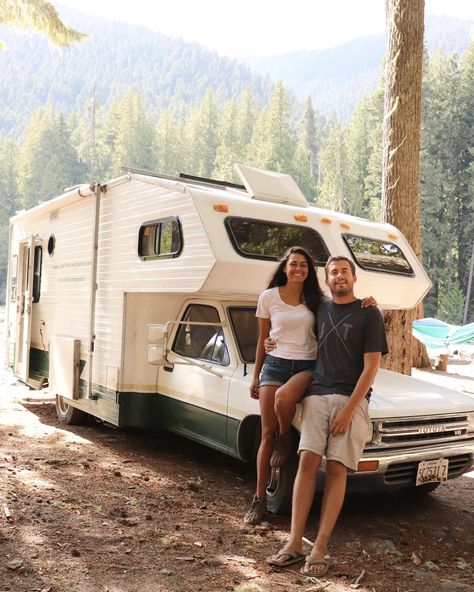 Danielle Boucek and Tommy Krawczewicz, along with their two dogs, have been living in their 1992 Toyota Odyssey full-time for the past two years. #dwell #vanlife Rv Exterior Paint, Toyota Motorhome, Rv Exterior, Delaware Water Gap, Living The Dream, Spring Trip, Two Dogs, Banff National Park, Long Trips