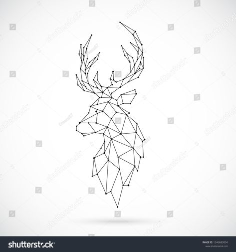 Deer Geometric Tattoo, Geometric Deer Head, Deer Tattoo Designs, Popsicle Stick Art, Deer Graphic, Deer Pictures, Deer Tattoo, Deer Horn, Deer Silhouette