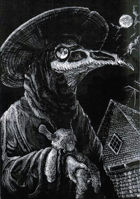 Plague doctor Secret Friend, Images Terrifiantes, Plague Doctor Mask, 다크 판타지, Occult Art, Dark Art Drawings, Plague Doctor, Scary Art, Creepy Art