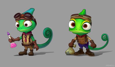 Chameleon Character, Studying Hard, Chameleon Art, Space Animals, Drawing Cartoon Characters, Game Illustration, Mascot Design, Coloring Book Art, Cartoon Character Design