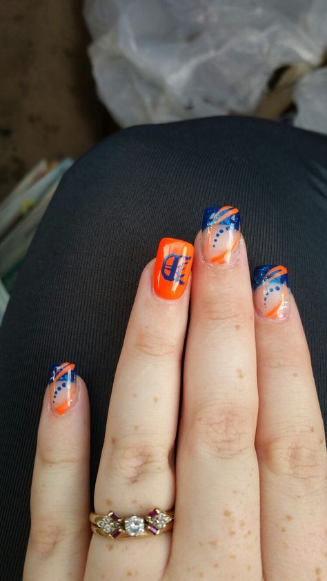 Detroit tiger nails Detroit Tigers Nails, Sports Nail Art, Sports Nails, Tiger Nails, Detroit Sports, Cute Spring Nails, Nail Stuff, Nails 2023, Birthday Nails