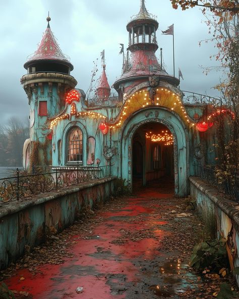 Step into our haunted carnival 🎟️🎪🎡 A collaboration by: @simply.ai.art @wandering_mermaids . . . . #hauntedcarnival #hauntedplaces #backrooms #thisisnotreal #aicollab #carnivalrides #carnivalhalloween Funhouse Aesthetic, Clown Monster, Abandoned Carnival, Mansion Inspiration, Haunted Carnival, Circus Aesthetic, Candy Factory, Carnival Rides, Haunted Places