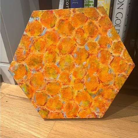 Acrylic On Canvas, Painted By Me Honeycomb Painting, Bee Painting, Painting Inspo, Yellow Orange, Orange Yellow, Acrylic On Canvas, Color Orange, Honeycomb, Shop House