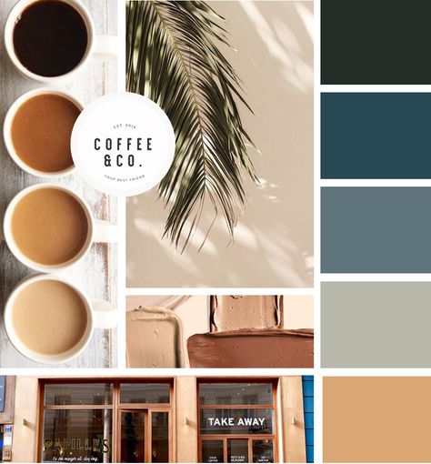 Cafe Wall Colour Ideas, Colour Palette For Men, Cafe Color Palette Colour Schemes, Masculine Color Schemes Bedroom, Contemporary Colour Scheme, Masculin Color Palette, Colour Palette Coffee, Small Office Colour Scheme, Color Scheme For Business Branding