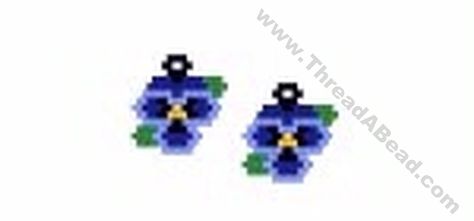 Pansy Earring Bead Pattern By ThreadABead Beaded Blueberry Earrings, Forget Me Not Beaded Patterns, Pansy Crochet Pattern, Pansy Bead Pattern, Pansy Cross Stitch Pattern Free, Native Crafts, Beading Inspiration, Nativity Crafts, Brick Stitch Pattern